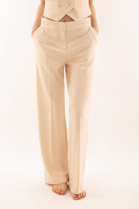 Pantalone con risvolto su punto vita da Donna - Imperial - Avena