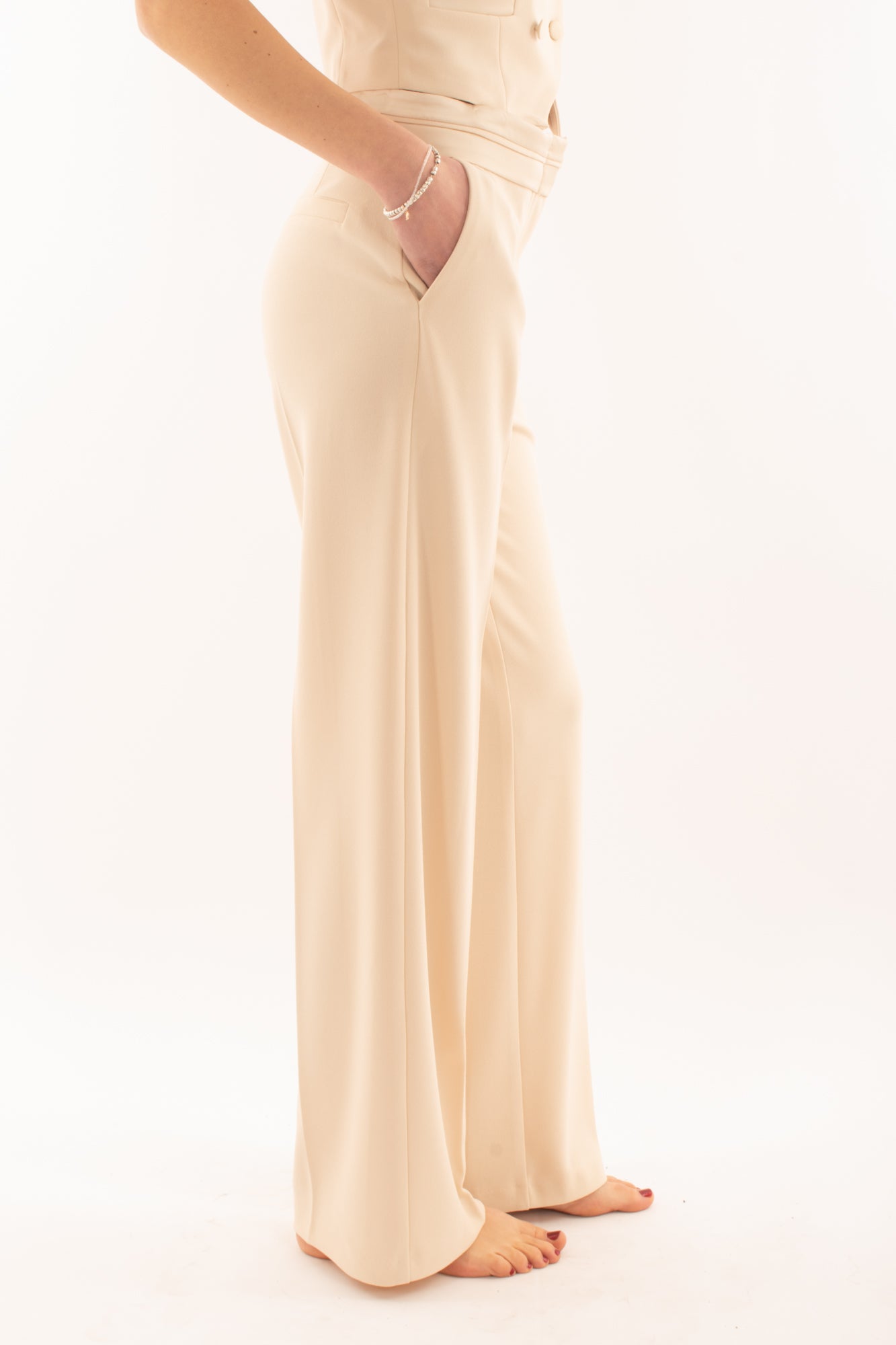 Pantalone con risvolto su punto vita da Donna - Imperial - Avena