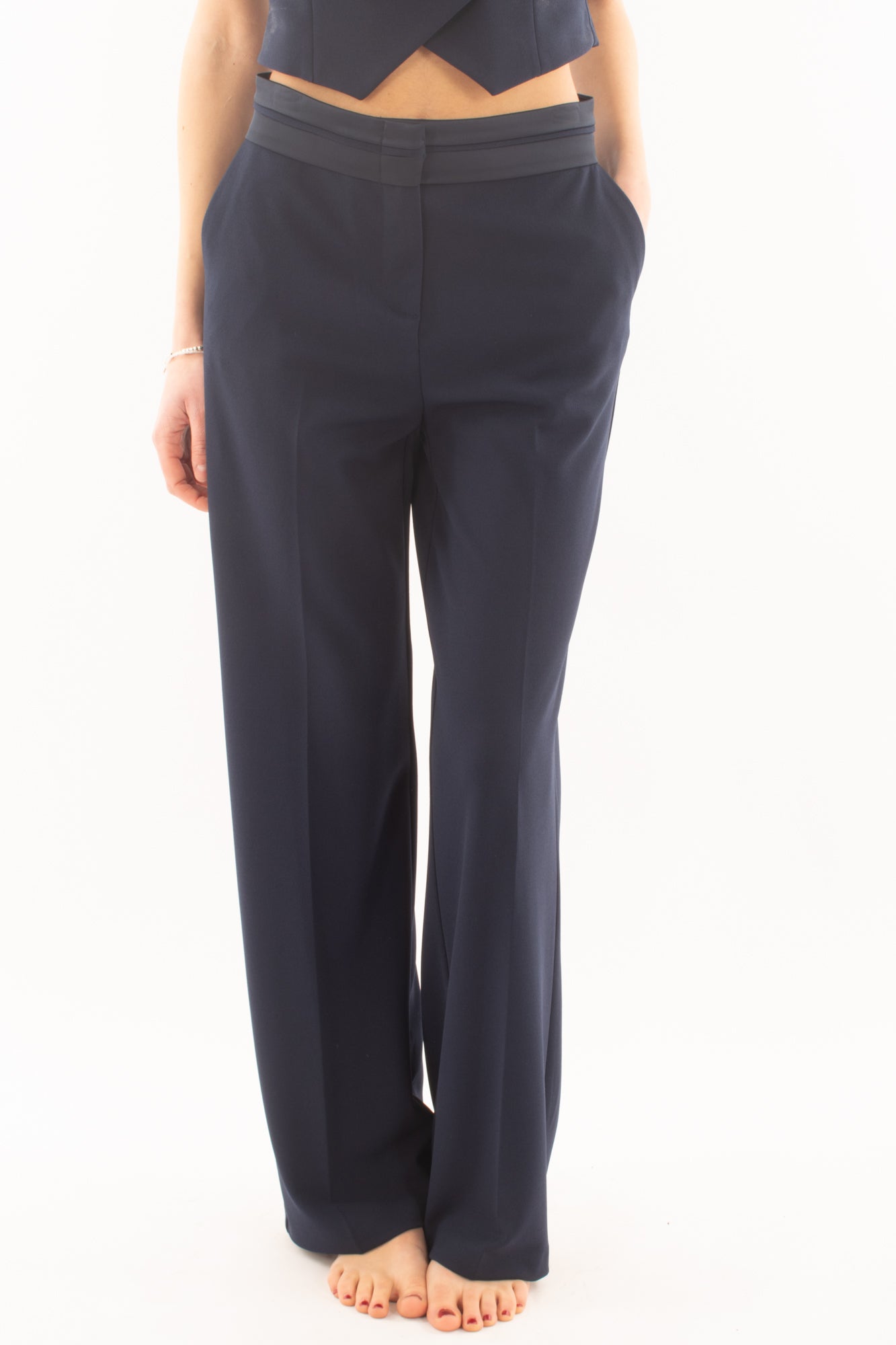 Pantalone con risvolto su punto vita da Donna - Imperial - Blu