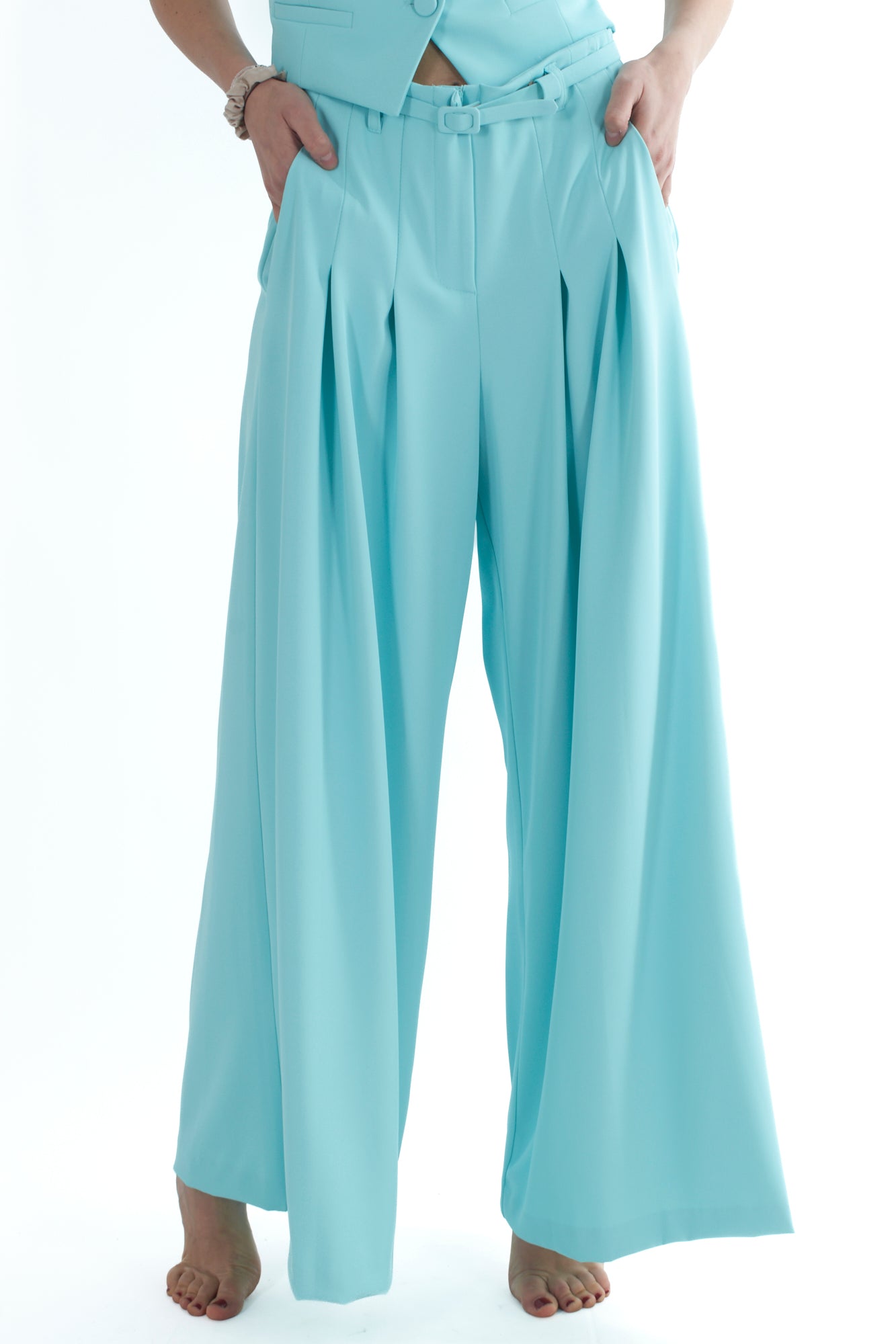 IMPERIAL pantalone palazzo con pence profonde da Donna Imperial Acqua Acqua