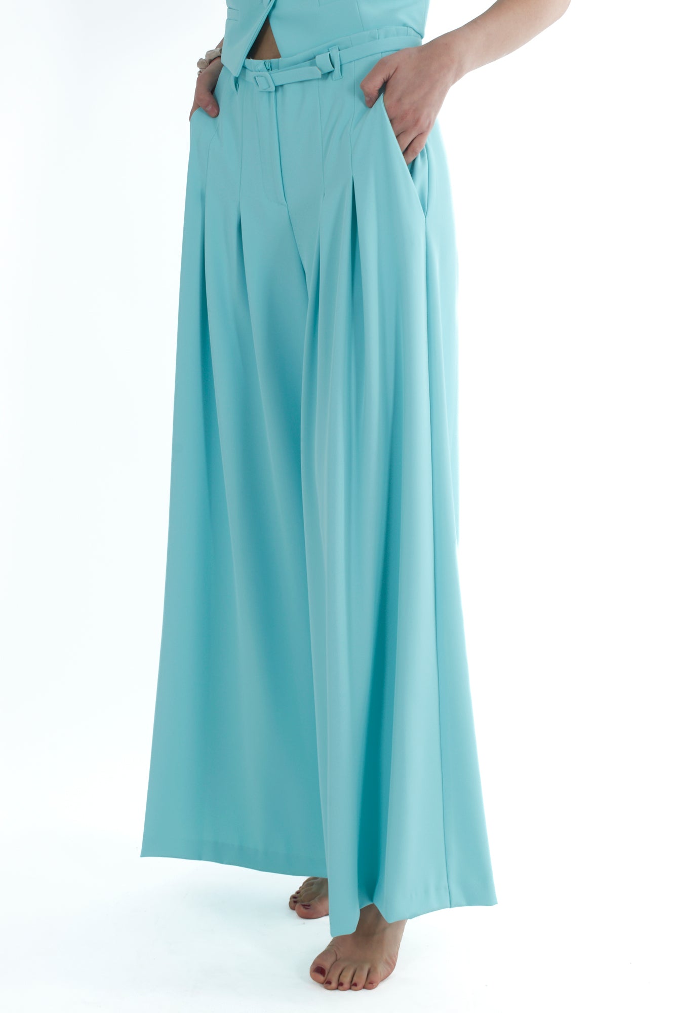 pantalone palazzo con pence profonde da Donna Imperial Acqua