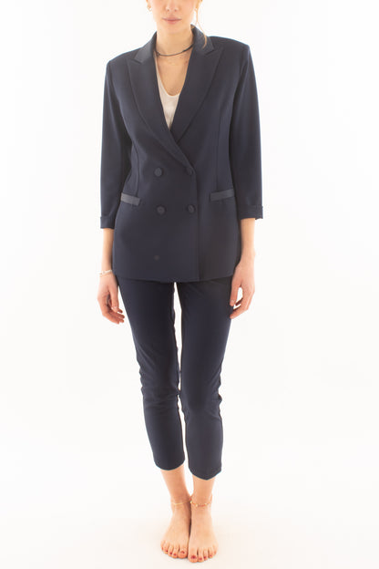 Pantalone a sigaretta con profili in raso da Donna Imperial - Blu