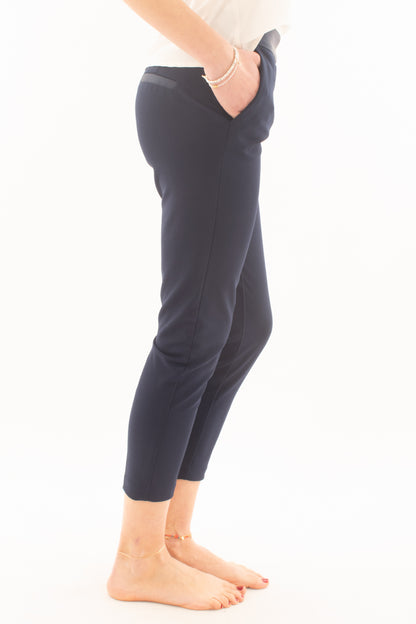 Pantalone a sigaretta con profili in raso da Donna Imperial - Blu