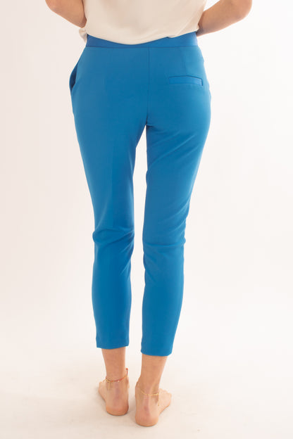 Pantalone a sigaretta con profili in raso da Donna Imperial - Bluette