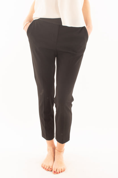 Pantalone a sigaretta con profili in raso da Donna Imperial - Nero