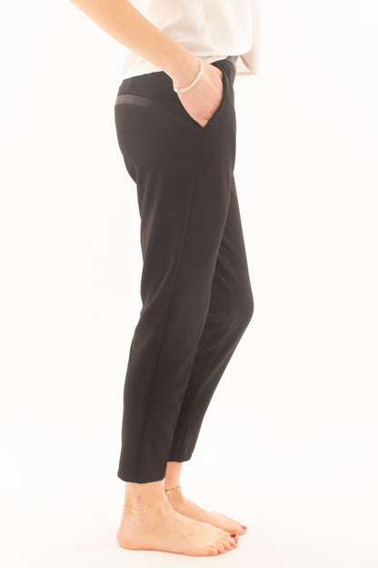 Pantalone a sigaretta con profili in raso da Donna Imperial - Nero