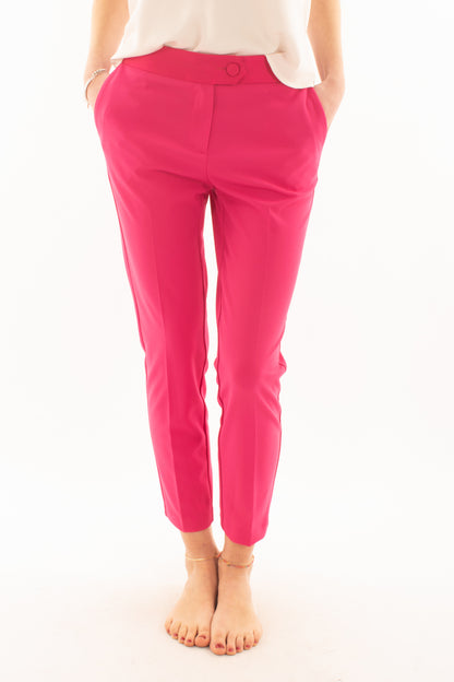 Pantalone a sigaretta con profili in raso da Donna Imperial - Pink