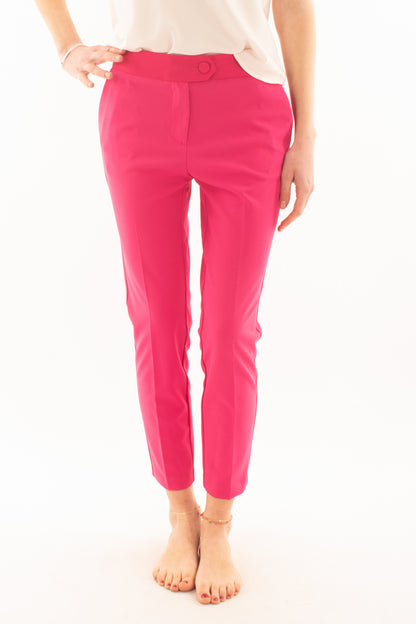 Pantalone a sigaretta con profili in raso da Donna Imperial - Pink