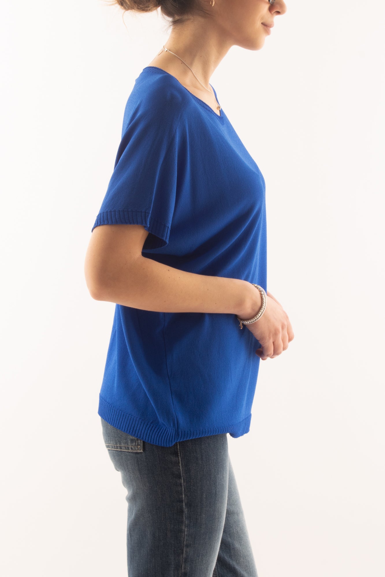 Maglia mezza manica morbida da Donna Metoo - Bluette