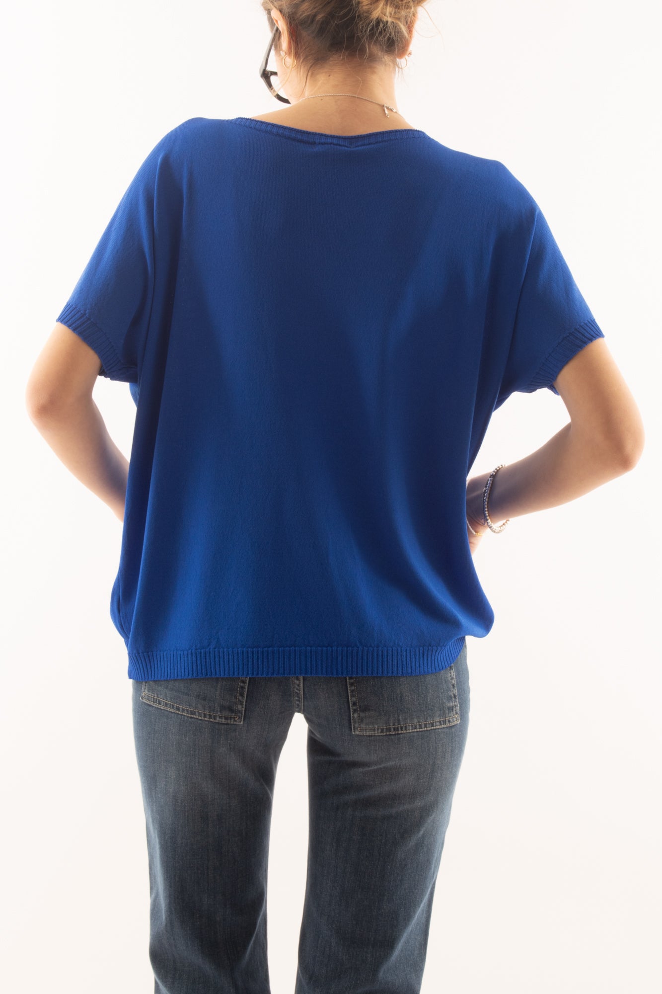 Maglia mezza manica morbida da Donna Metoo - Bluette