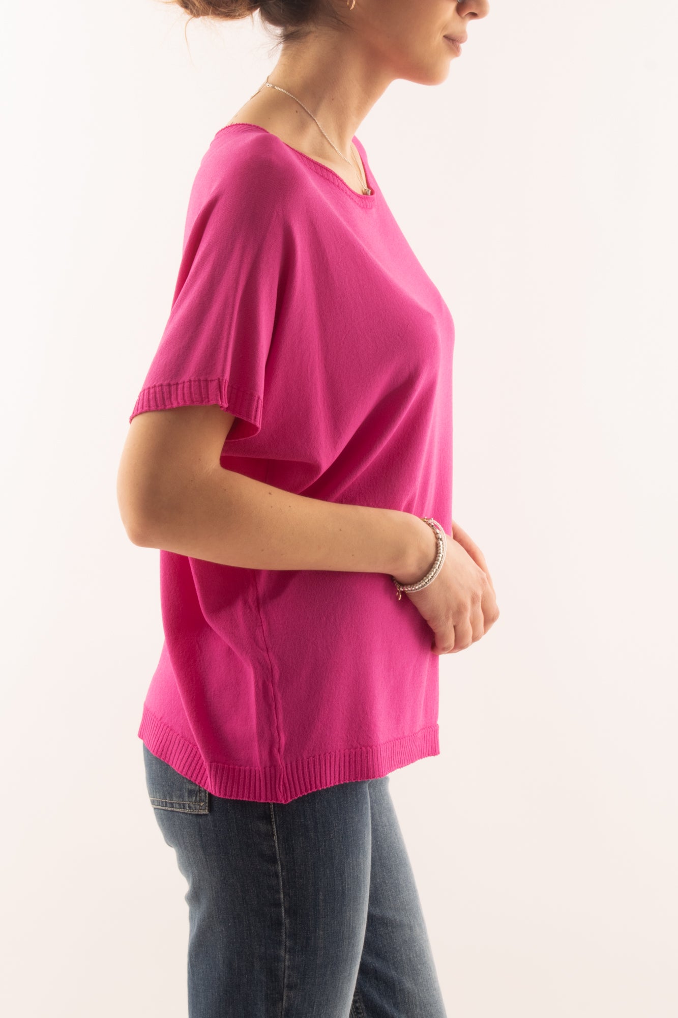 Maglia mezza manica morbida da Donna Metoo - Fuxia