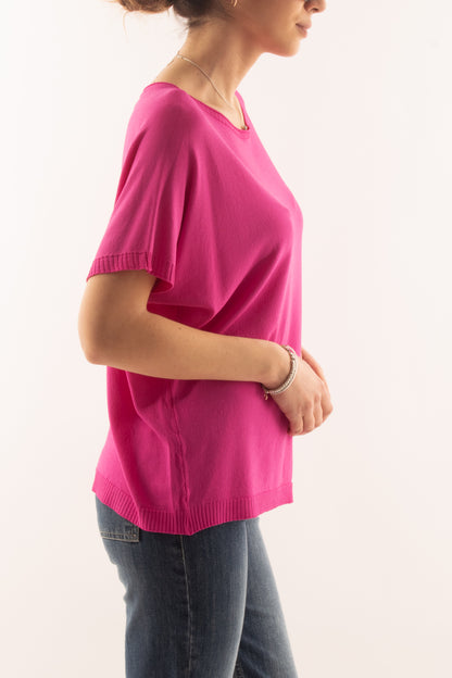 Maglia mezza manica morbida da Donna Metoo - Fuxia