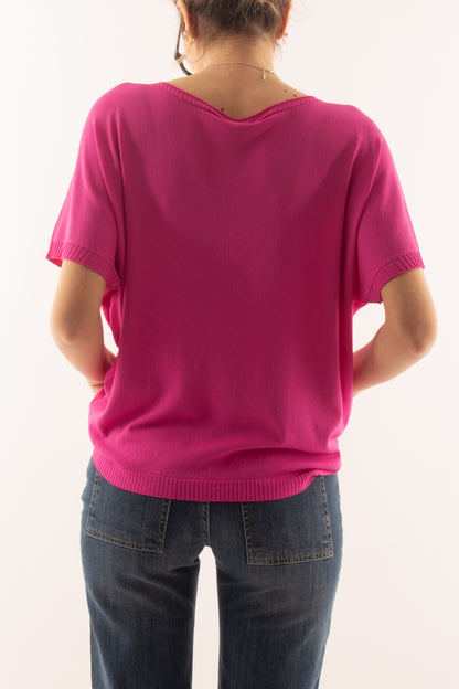 Maglia mezza manica morbida da Donna Metoo - Fuxia