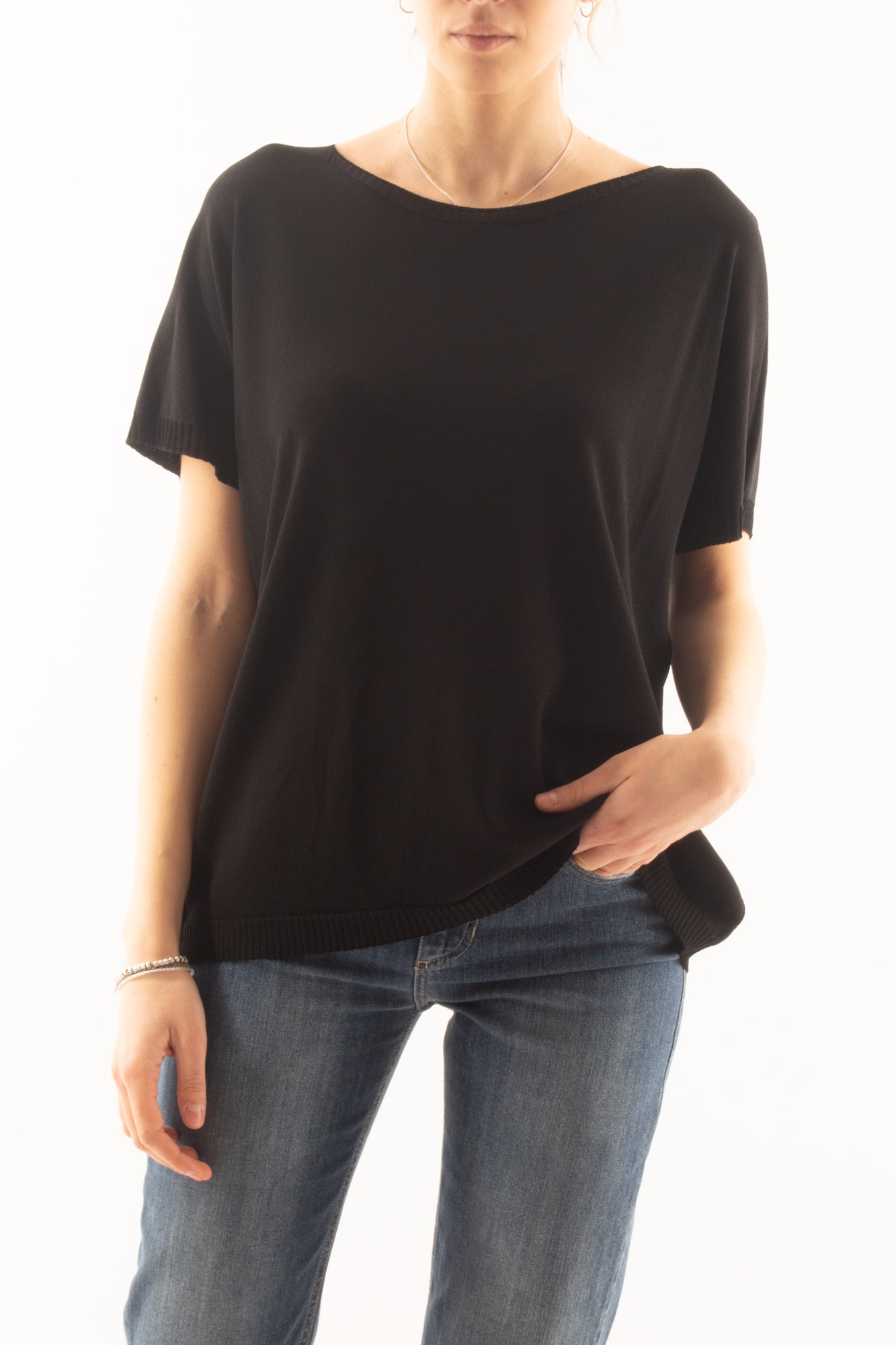 Maglia mezza manica morbida da Donna Metoo - Nero