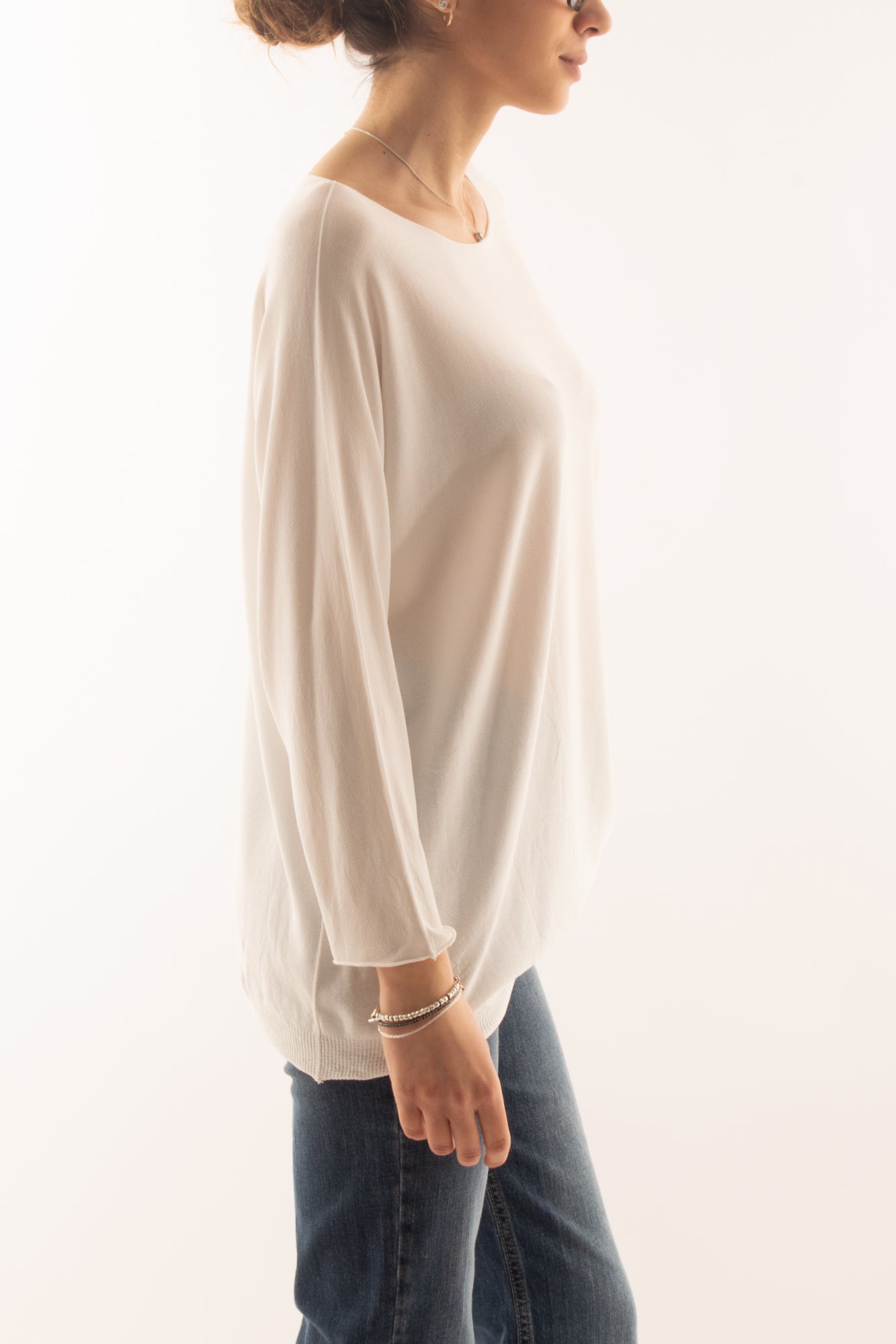 Maglia lunga con manica lunga da Donna Metoo - Bianco