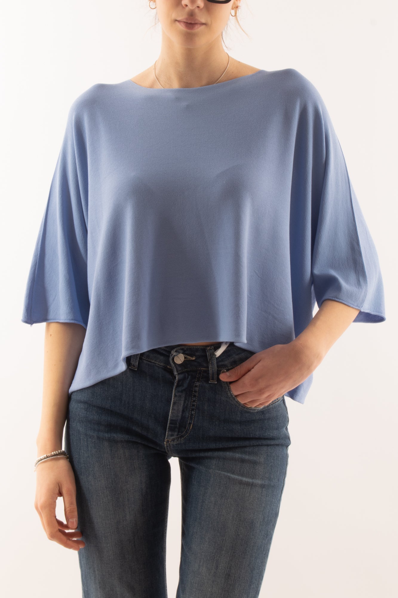 Maglia a scatoletta da Donna Metoo - Celeste