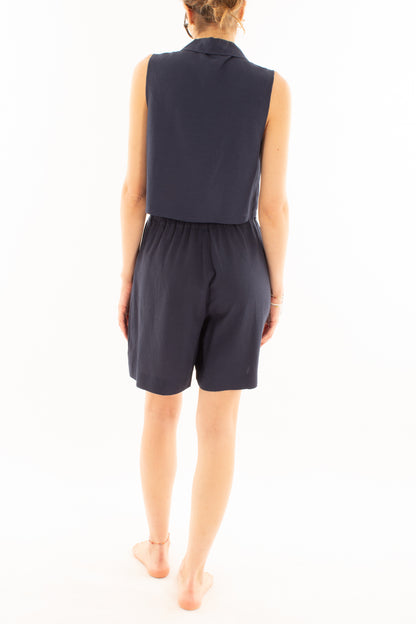 Completo con short e gilet da Donna Metoo - Blu