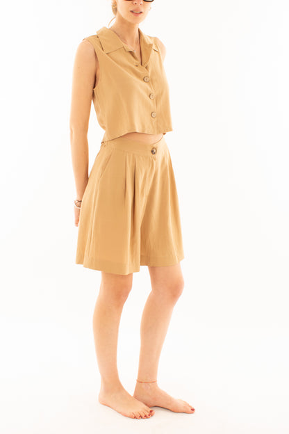 Completo con short e gilet da Donna Metoo - Sabbia