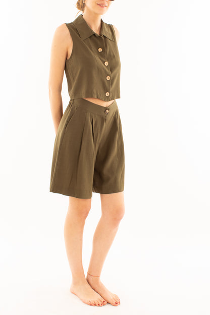Completo con short e gilet da Donna Metoo - Verde