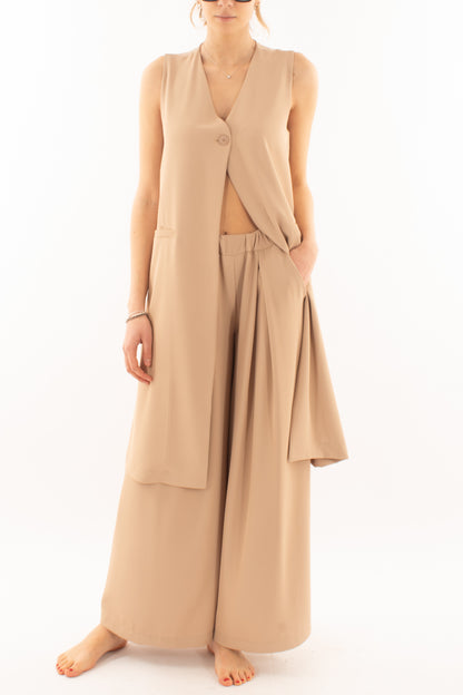 Gilet lungo fluido da Donna Metoo - Sabbia