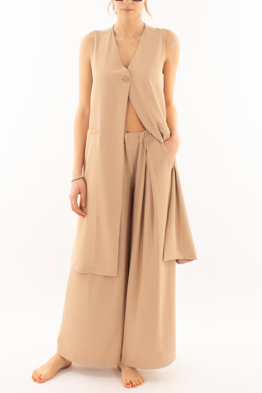 Gilet lungo fluido da Donna Metoo - Sabbia