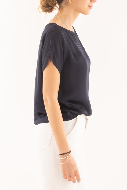 Maglia girocollo in viscosa da Donna Metoo - Blu