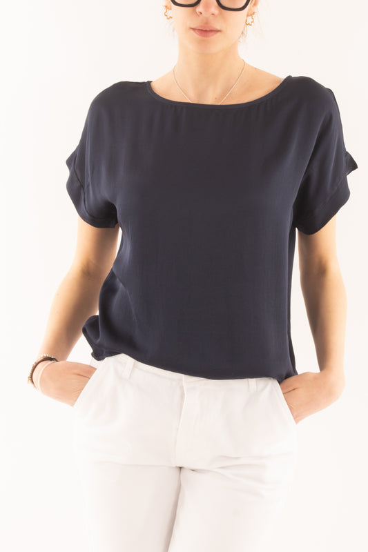 Maglia girocollo in viscosa da Donna Metoo - Blu