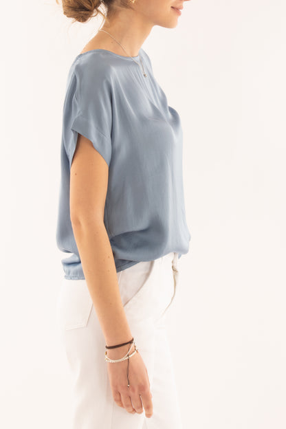 Maglia girocollo in viscosa da Donna Metoo - Celeste