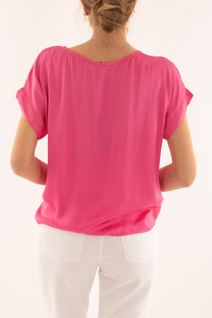Maglia girocollo in viscosa da Donna Metoo - Fuxia