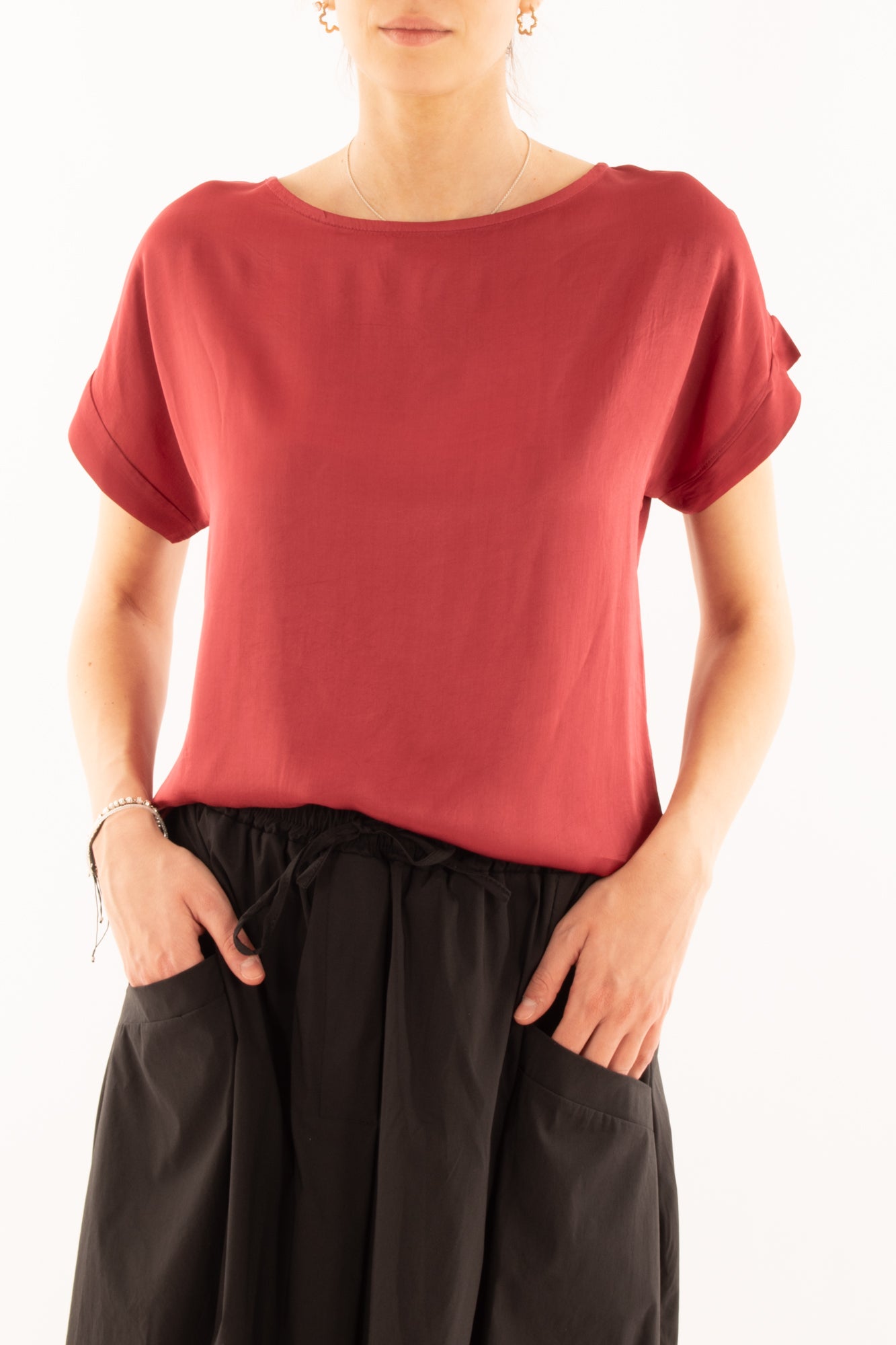 Maglia girocollo in viscosa da Donna Metoo - India