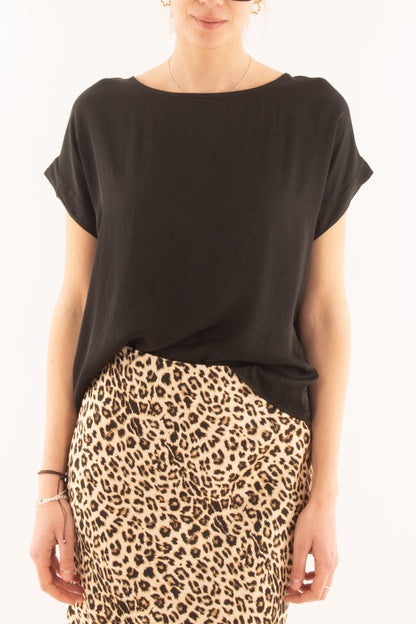 Maglia girocollo in viscosa da Donna Metoo - Nero