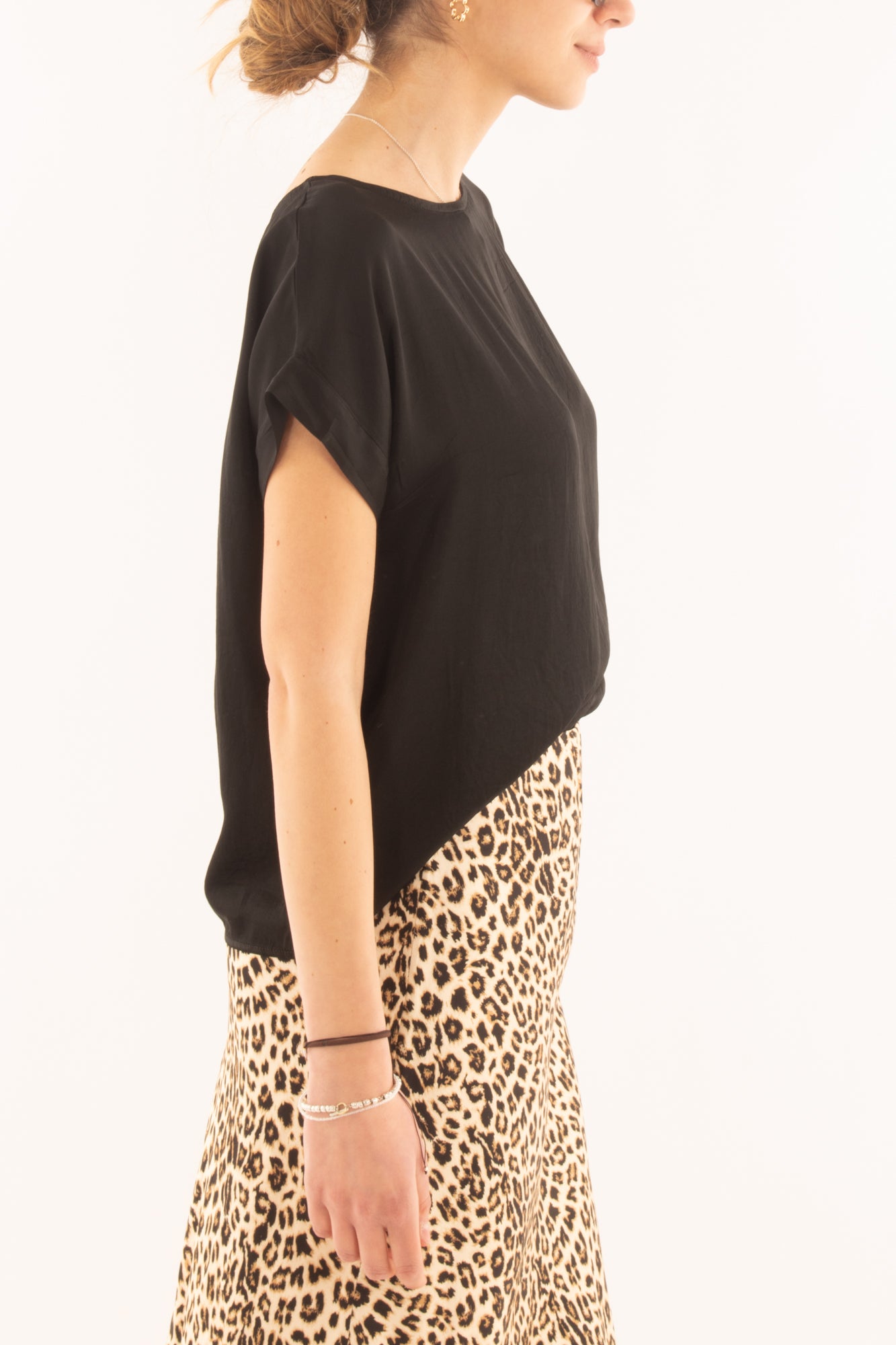 Maglia girocollo in viscosa da Donna Metoo - Nero