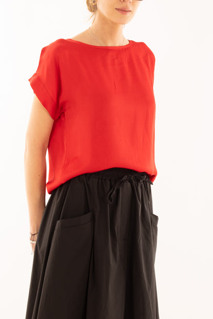 Maglia girocollo in viscosa da Donna Metoo - Rosso