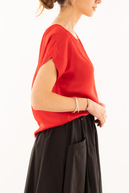 Maglia girocollo in viscosa da Donna Metoo - Rosso