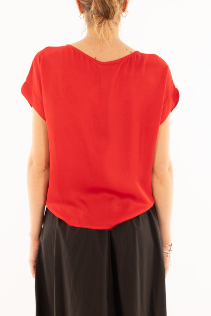 Maglia girocollo in viscosa da Donna Metoo - Rosso