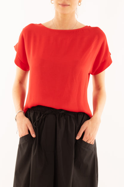 Maglia girocollo in viscosa da Donna Metoo - Rosso