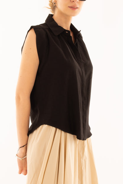 Blusa smanicata da Donna Metoo - Nero