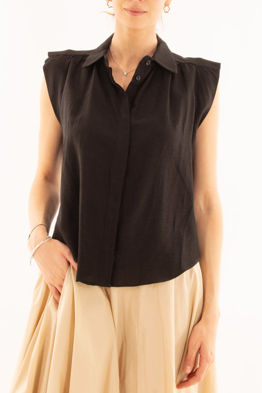 Blusa smanicata da Donna Metoo - Nero