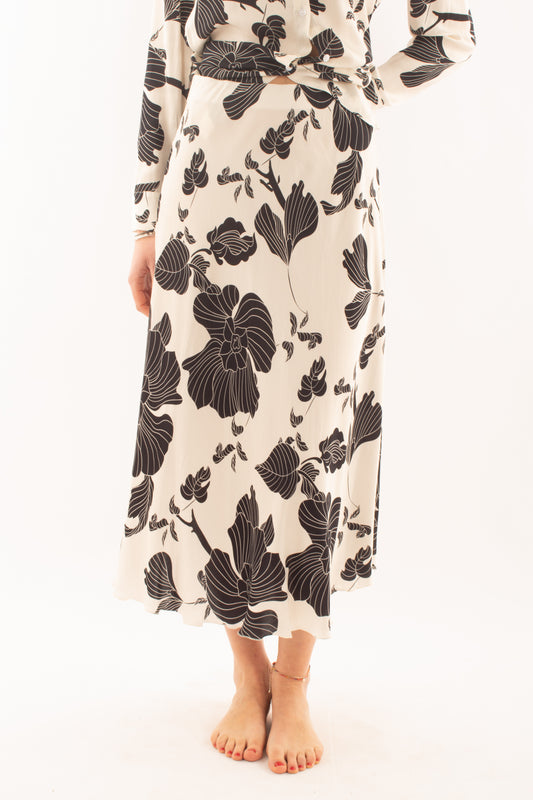 Gonna lunga floreale da Donna Metoo - Nero