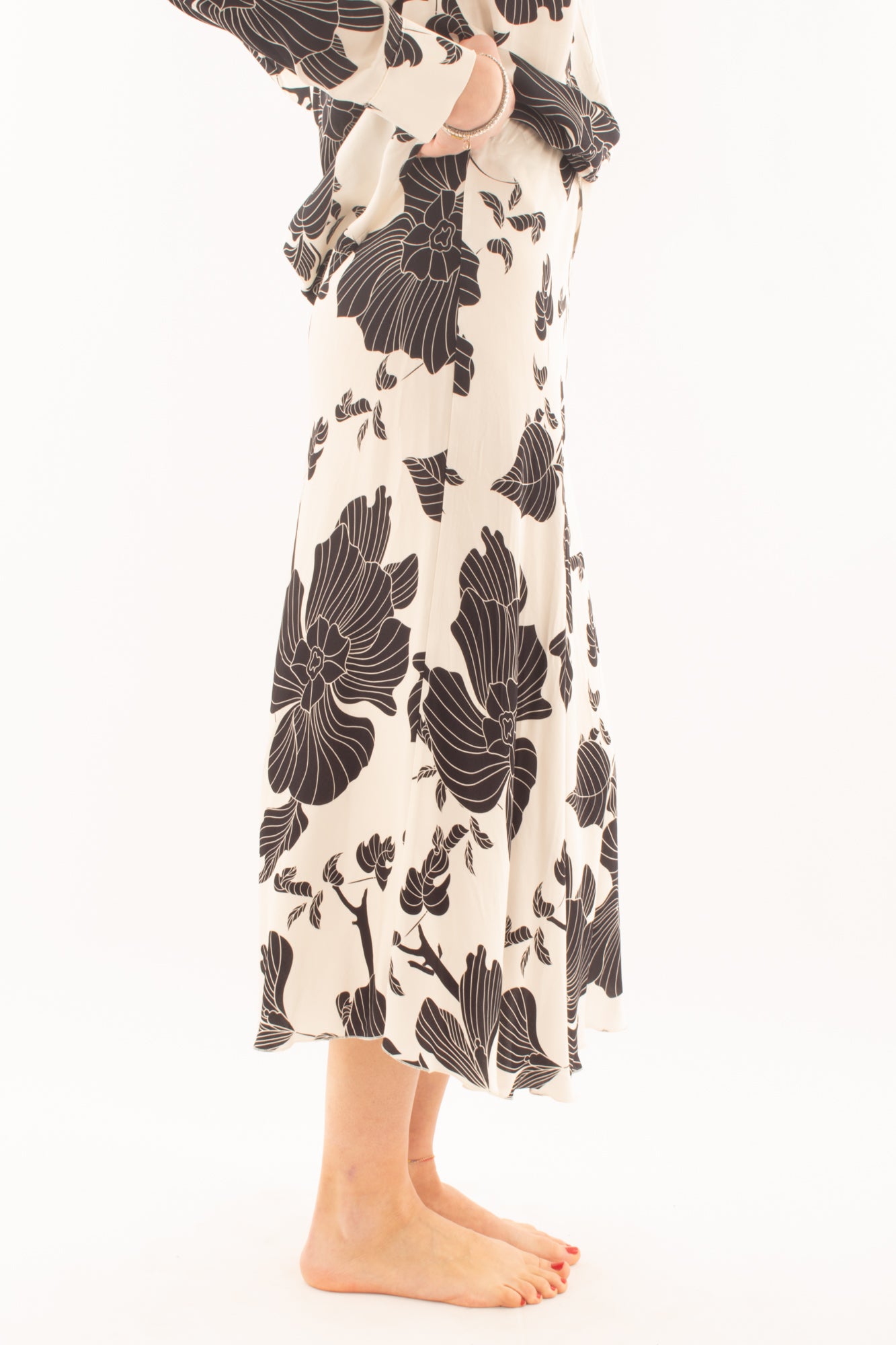 Gonna lunga floreale da Donna Metoo - Nero