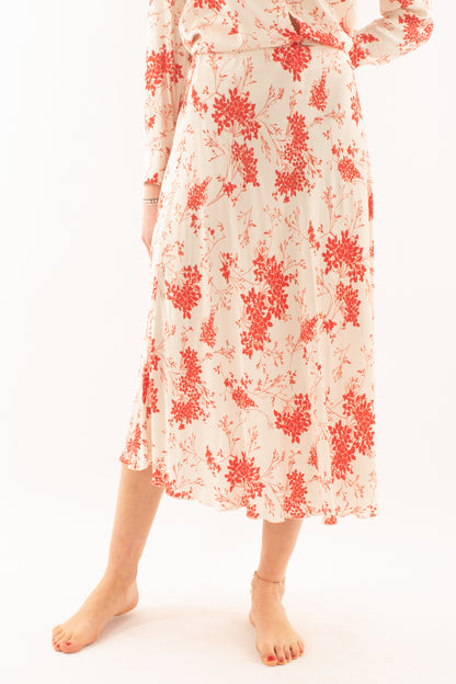 Gonna lunga floreale da Donna Metoo - Rosso