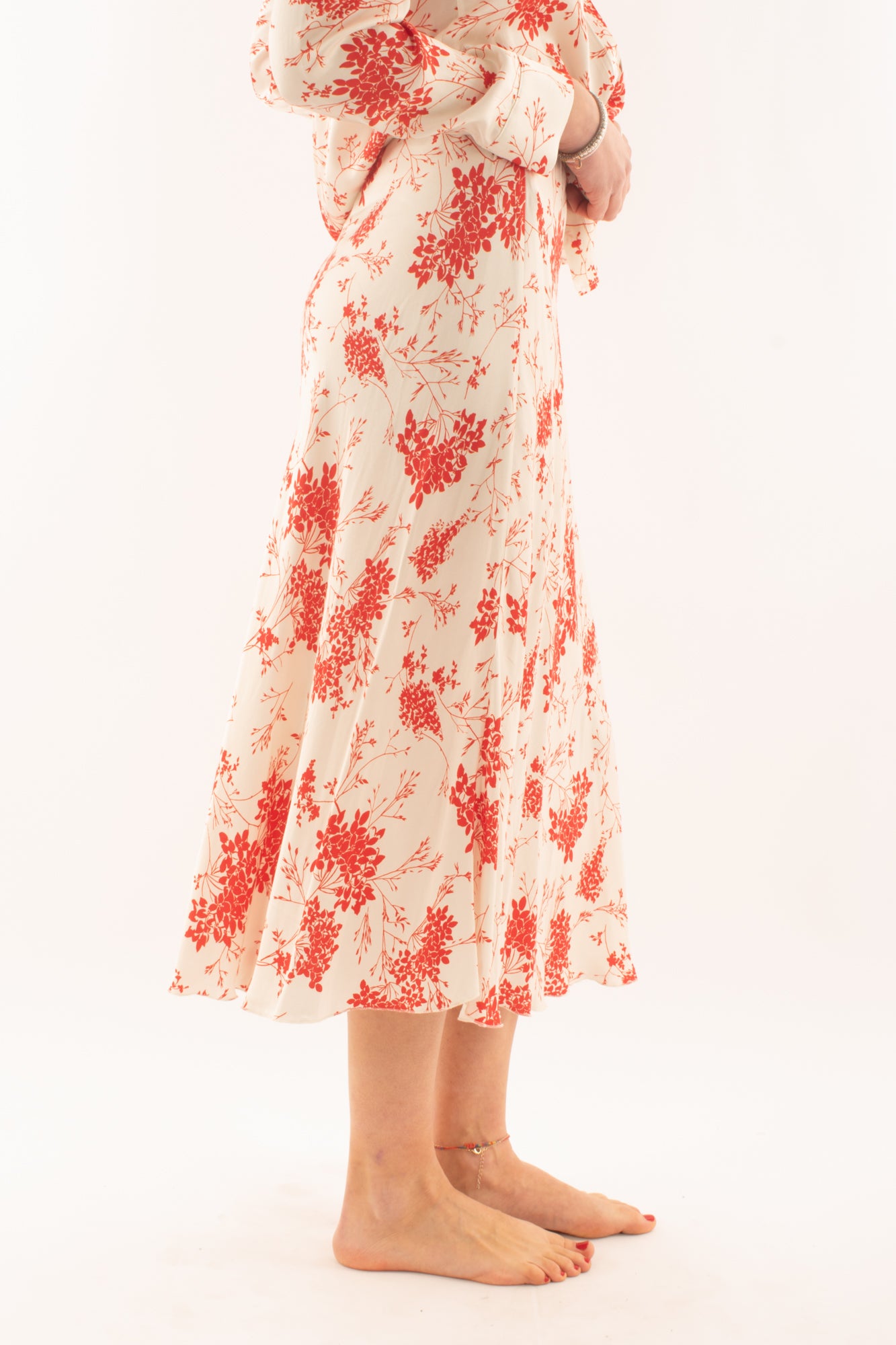 Gonna lunga floreale da Donna Metoo - Rosso