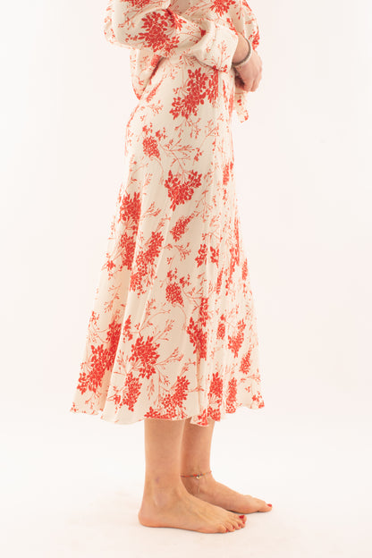 Gonna lunga floreale da Donna Metoo - Rosso