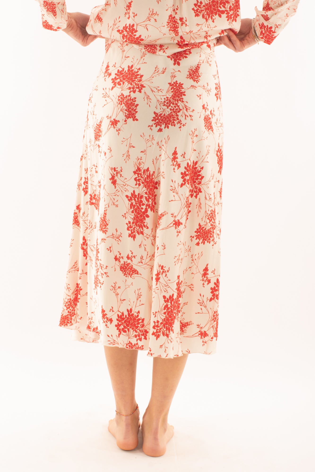 Gonna lunga floreale da Donna Metoo - Rosso