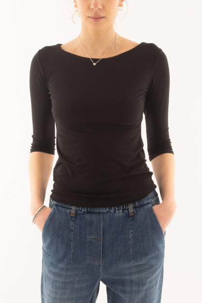 Maglia a barca base da Donna Metoo - Nero
