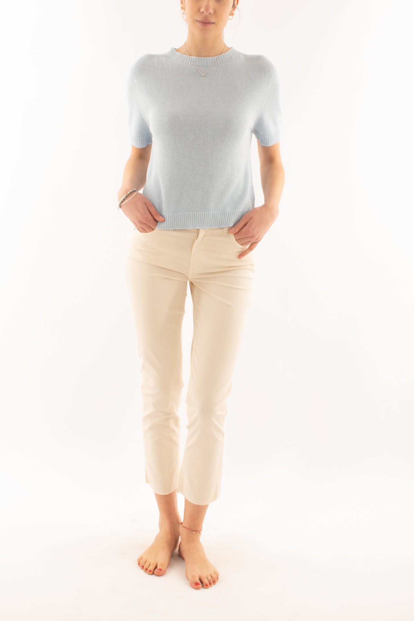 Maglia mezza manica da Donna Metoo - Celeste