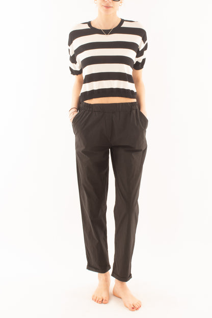 Maglia corta rigata da Donna Metoo - Nero