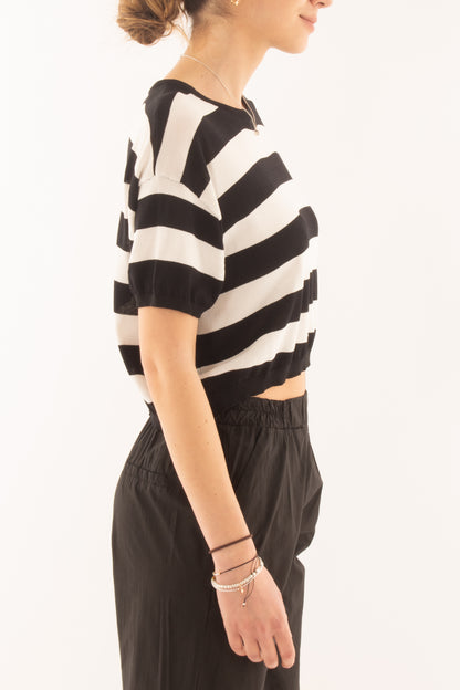 Maglia corta rigata da Donna Metoo - Nero