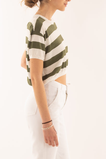 Maglia corta rigata da Donna Metoo - Verde