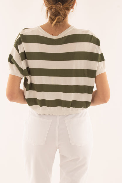 Maglia corta rigata da Donna Metoo - Verde